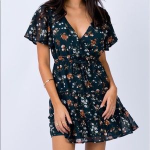 Princess Polly teal floral Meral dress